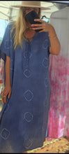 Load image into Gallery viewer, Indigo botanically dyed Harlow Kaftan