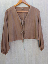 Load image into Gallery viewer, The Origin Blouse - Black Walnut, Plant Dyed Raw Silk (size Small)
