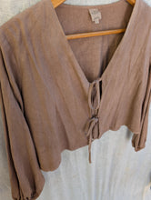 Load image into Gallery viewer, The Origin Blouse - Black Walnut, Plant Dyed Raw Silk (size Small)

