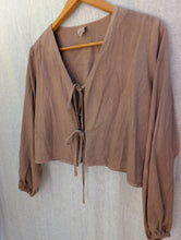 Load image into Gallery viewer, The Origin Blouse - Black Walnut, Plant Dyed Raw Silk (size Small)
